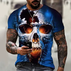 New Horror Series Skull Head 2023 Brand Men's Clothing 3D Printed O-neck T-shirt Cool Thrilling Theme Loose Oversize