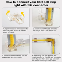 Connecteur rapide LUMIWISE à 2 broches, sans soudure, 5A 12V DC pour bande LED COB 5mm/8mm/10mm PCB IP20
