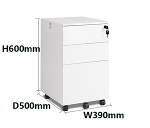 Armoires mobiles en acier à 3 tiroirs avec structure démontable et serrure, armoire de bureau multifonctionnelle - Product Image 6
