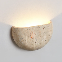Applique murale LED semi-circulaire en travertin naturel jaune de style médiéval pour couloir, balcon, restaurant, café