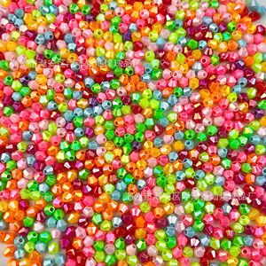 Perles en acrylique en forme de diamant, 4 mm, à double pointe, pour la fabrication de bijoux, accessoires de bricolage - Product Image 1