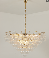 Luminaire suspendu en verre bulle gris fumé multicouche en fer chromé de style italien pour la maison, le salon, la salle à manger