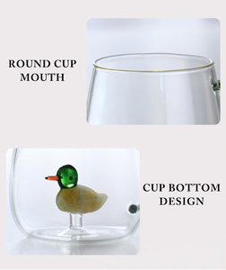 Bicchieri in Vetro Borosilicato Trasparente Personalizzabili con Motivi 3D di Animali Carini, Tazze per Tè e Caffè con Manico Colorato - Product Image 6