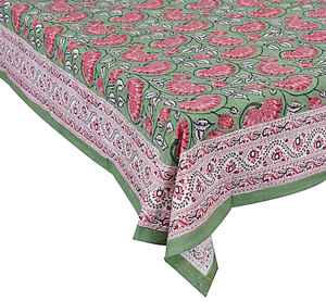Mantel de algodón estampado Handblock, mantel con estampado floral para comedor y ropa de cama disponible a precio mayorista - Product Image 1