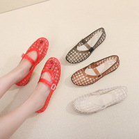 Nouvelle Collection Été – Sandales Plates Tendance à Carreaux Creux et Brides, Style Jelly en PVC avec Boucle et Bout Fermé, Chaussures de Plage et de Marche pour Femme