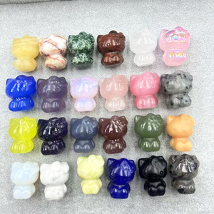 Offres Spéciales 30mm cristal Kuromi sculptures pierres de guérison Quartz Rose Hello Kitty sculpture pour bricolage cadeaux - Product Image 2