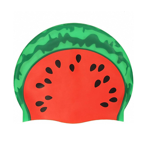 Casquettes <span class=keywords><strong>de</strong></span> natation en silicone personnalisées avec impression <span class=keywords><strong>de</strong></span> nouveauté pour enfants adultes pastèque - Product Image 1