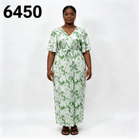 Nouvelle Robe Décontractée Ample Imprimée Style Rétro avec Taille Cintrée et Effet Drapé pour la Vente en Gros 6450