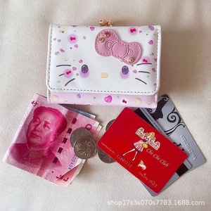 Cartera Corta Katie de 50 Aniversario, Diseño Retro de Cara de Gato y Lazo, Estilo JK Lolita, Linda Cartera Tri-Plegable KT Hecha en China - Product Image 3