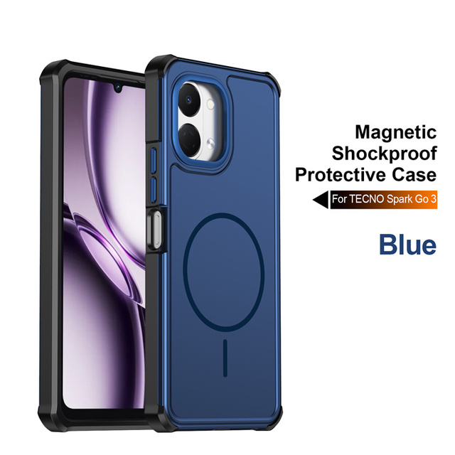 Wholesale Sport Design Two in One Four Corner Anti Fall Magnetic Wireless Charging Phone Cover case for Tecno Spark G03