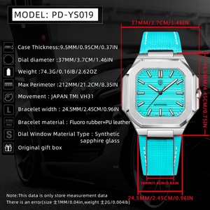 Reloj de Cuarzo para Hombre PAGANI DESIGN 2025 de 37 mm, Marca de Primera Calidad, Cristal de Zafiro con Revestimiento AR, Reloj de Negocios con Correa de Cuero Genuino - Product Image 2