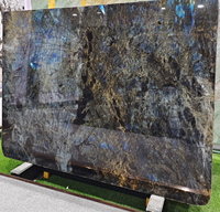 Dalles de comptoir en granit bleu vert Labradorite de Madagascar, de luxe naturel, polies, de grande taille, pour sols et murs