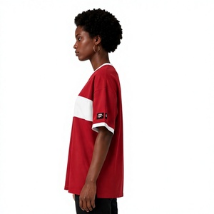 Camiseta Oversize Personalizada con Ribetes para Mujer, Estilo Casual, Ajuste Regular, Streetwear, Deportiva, Manga Corta, Tejido Grueso, Bordado de Verano - Product Image 2