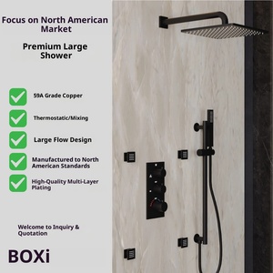 Cabezal de Ducha de Lluvia Americano de 12 Pulgadas, Oculto, de Acero Inoxidable Cromado Negro Mate, con Tres Funciones, para Hotel BXW-030 Ther - Product Image 3