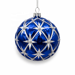 Adorno Navideño de Cristal con Diseño de Estrella a Rayas, Decoración para Árbol Soplada a Mano, Color Personalizado, Fábrica con Certificación BSCI, OEM, ODM - Product Image 3