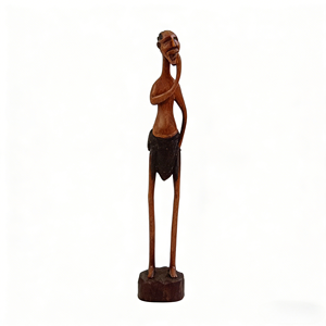 Figura Tribal Africana Tallada en Madera Natural, Artesanía Hecha a Mano para Colección - Product Image 3