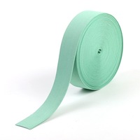 Bande élastique plate en sergé double face vert menthe en polyester, vente en gros d'usine, pour ceintures de vêtements et sacs