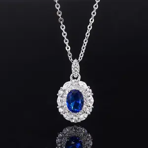 1 925 joyería de plata collar pendiente anillo conjunto fiesta azul piedra preciosa zirconia joyería de moda anillos conjunto para damas Accesorios