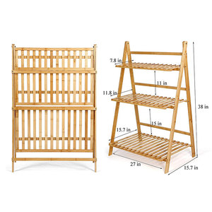 حامل متعدد الوظائف مصنوع من خشب الخيزران, حامل لتخزين النباتات والزهور - Product Image 3