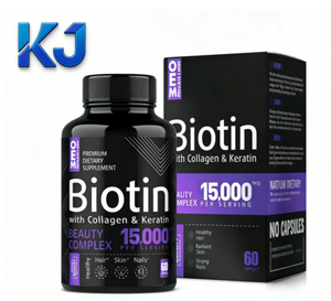 Capsules de biotine avec collagène <span class=keywords><strong>et</strong></span> kératine OEM |   Complexe de beauté 15 000 mcg |   Complément alimentaire pour la santé des <span class=keywords><strong>cheveux</strong></span>, de la peau <span class=keywords><strong>et</strong></span> des ongles - Product Image 1