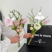 Bouquets de fleurs artificielles haut de gamme de luxe, accessoires de photographie, décoration florale pour salon, roses et lys faits à la main