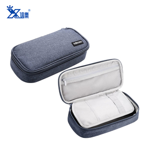 Vendite calde stampa personalizzata logo grigio viola penna cancelleria sacchetti di stoccaggio cerniera tessuto di grande capacità <span class=keywords><strong>astuccio</strong></span> per la scuola - Product Image 5