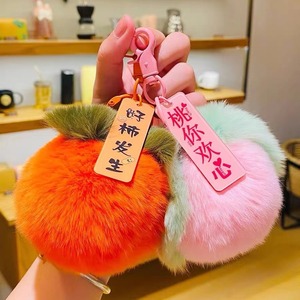 Factory لطيف فو ريكس أرنب قلادة الشعر الوردي الخوخ أفخم قلادة حقيبة المفاتيح - Product Image 5