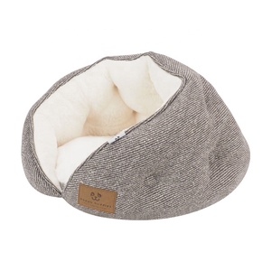 LS peppy-cueva de gato y perro ovalada de sarga de lino de imitación, conejo de lujo de alta calidad, venta al por mayor con almohada reversible - Product Image 2