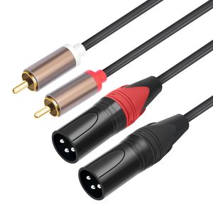 Usine personnalisée double RCA mâle à double XLR mâle câble Audio Hi-Fi amplificateur blindé OFC mélangeur câble adaptateur <span class=keywords><strong>de</strong></span> connexion Audio - Product Image 5