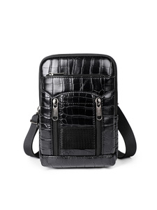 Men's PU Leather Sling <b>Bag</b> <b>Small</b> Geometric Pattern Zipper Closure Waterproof Outdoor Crossbody <b>Bag</b> All Seasons - Product Image 5