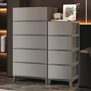<b>Plastic</b> <b>Storage</b> Cabinet Multi <b>Drawer</b> Floor Standing Organizer For Clothes And Snacks Rectangle Shape - Product Image 1