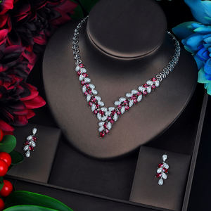 Hibride Luxe Kleurrijke Aaa Kubieke Zirkoon Plantontwerp Bruids Sieraden Set Mode Hanger Oorbel Accessoires Brincos N-680 - Product Image 3