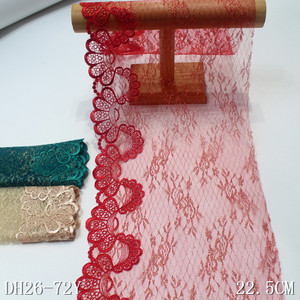 2024 chine usine brillant maille dentelle tissus avec fil métallique pour femmes Lingerie <span class=keywords><strong>soutien</strong></span>-<span class=keywords><strong>gorge</strong></span> robe 22cm rouge brodé dentelle garniture - Product Image 1