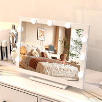 Miroir de Maquillage Intelligent à LED, Design Rotatif sur Pied, Écran d'Affichage Carré, Personnalisé, en Métal et Verre, Utilisation sur Bureau