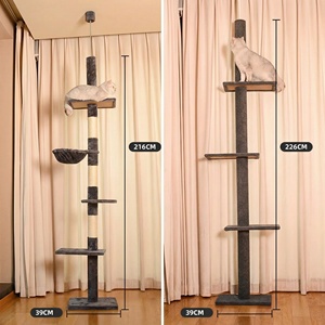 Luxuriöser <span class=keywords><strong>Sisal</strong></span>- und Massivholz-Kratzbaum mit Verstellbarer Höhe Umweltfreundliches Langlebiges Katzen-Klettergerät für den Innenbereich - Product Image 2