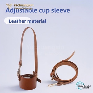 Funda de cuero ajustable para taza de café, leche o té, para llevar al aire libre, con doble cuerda, directo de fábrica. - Product Image 6