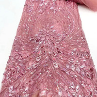 Tissu de luxe brodé de sequins, dentelle à sequins laser, film brillant à sequins dorés pour la mode et les robes de mariée