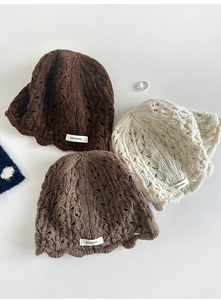 2025 nuevo gorro de ganchillo de lana 100% <span class=keywords><strong>para</strong></span> <span class=keywords><strong>mujer</strong></span>, diseño de encaje calado, gorro de calavera de punto de moda <span class=keywords><strong>para</strong></span> Otoño Invierno - Product Image 2