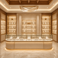 Kiosque à bijoux moderne sur mesure pour centre commercial, design en arc, vitrine en verre avec éclairage LED, éclairage LED pour la vente de montres et d'ornements