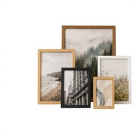 Bingkai Foto Kayu MDF Sederhana Ukuran A4, Display Puzzle Ukuran Besar, Strip Datar, Dapat Dipasang di Dinding, Dapat Diganti, Display Meja