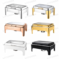 Ensemble de chauffe-plats hydrauliques en acier inoxydable noir/or rose pour hôtels, restaurants et buffets – Vente en gros