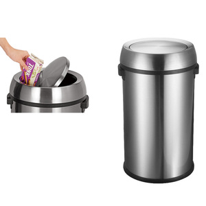 Customized round swing-lid trash cans, linerless stainless steel trash cans for sanitation and residential communities, <b>large</b> - Product Image 1