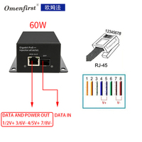 Injecteur PoE 60W 10/100/1000 Mbps 1 SFP + 1 adaptateur PoE 54V AC/DC pour caméras IP PoE CCTV / Sécurité