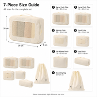 Logo personnalisé, 7 pièces, cubes de rangement imperméables, organisateur de voyage, OEM ODM, vente en gros, grande capacité, étuis de rangement pour bagages, nylon, valise