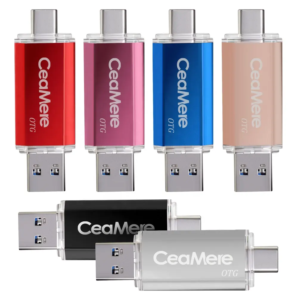 Ceamer OTG Dual Drive USB Tipe-c, Stik Memori Tipe-c Ukuran 32GB 64GB 128GB, Flash Disk Kecepatan Tinggi 16GB