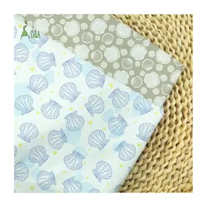 New Design Shells Pattern Blue And Brown Custom Printing Cotton Fabric 100% Cotton Fabric For Children's Clothes