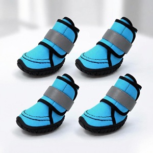 Yearning Dog Soft <b>sole</b> Breathable Plush Fabric <b>Rubber</b> Waterproof Non-Slip Rain <b>Boots</b> for Dogs Outdoor(four pieces of a set) - Product Image 4