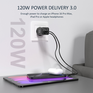 120W GAN <span class=keywords><strong>chargeur</strong></span> de voyage rapide QC3.0 PD 2C + 1A <span class=keywords><strong>chargeur</strong></span> mural USB 3 ports pour <span class=keywords><strong>Samsung</strong></span> pour iPhone montre <span class=keywords><strong>tablette</strong></span> PC ordinateur portable Protection OTP - Product Image 2