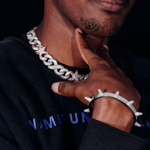 Cadena Cubana Doble de Plata de Ley 925 con Diamantes de Imitación, Venta al por Mayor para Hombre, Miami - Product Image 2