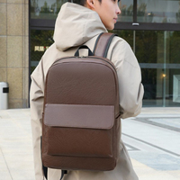 Sac à dos simple en cuir PU, sac à dos de transport élégant et polyvalent, sac d'école grande capacité, sacoche d'ordinateur professionnelle